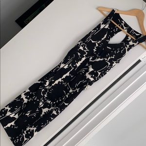 Black and white floral stretch dress from Express